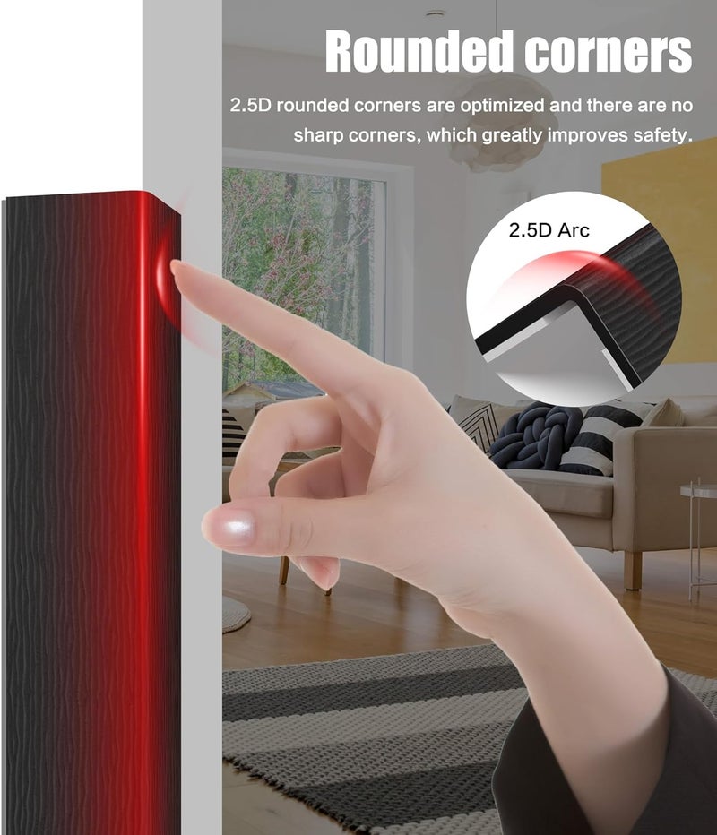 Frychee ‎ Wall Corner Protector, Walls Edge Protector，Self-Adhesive Wall Corner Guards,PVC Double Side Edge Protector， Furniture Stairs Guard (Black Wood Grain 2PCS 120cm/47.2in) - Image 4